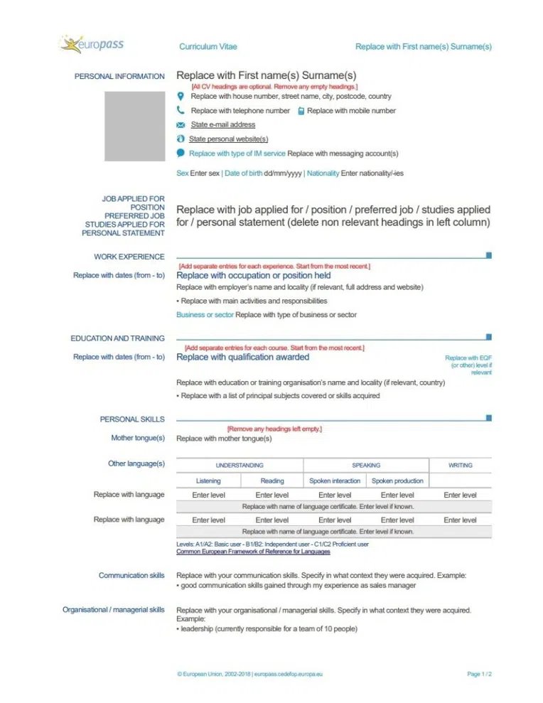 Як створити резюме у форматі Europass?